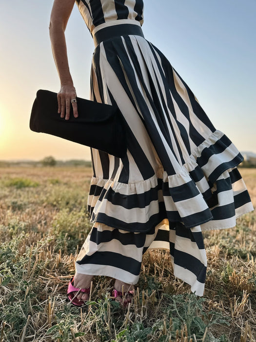 THE IVORY STRIPES LEA SKIRT