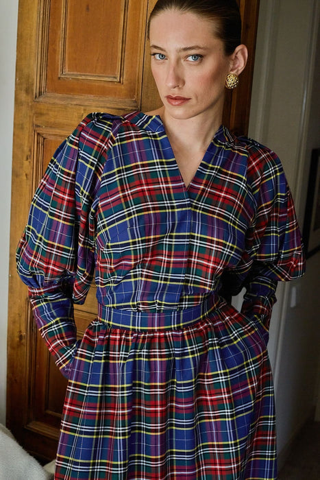 THE NAVY TARTAN ODILE BLOUSE