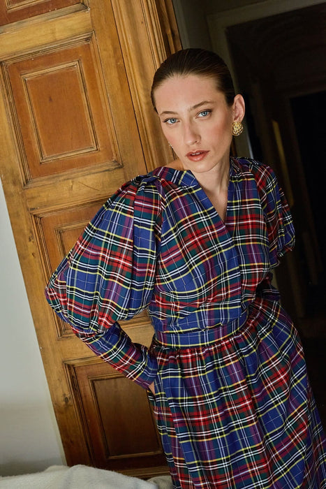 THE NAVY TARTAN ODILE BLOUSE