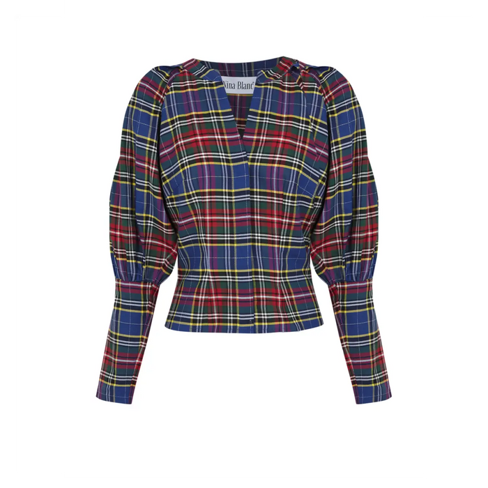 THE NAVY TARTAN ODILE BLOUSE